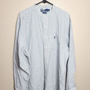 Polo Ralph Lauren Shirt Sz XL Blue Striped Mens Classic Fit Long Sleeve